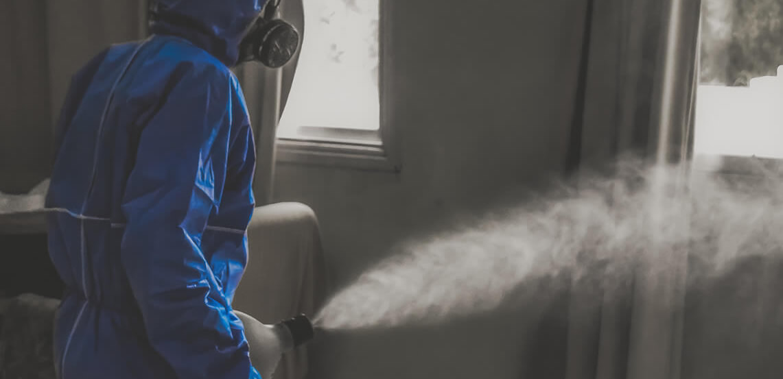 Spraying Disinfectant